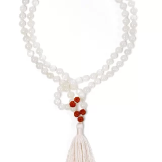 White Moon Stone Mala