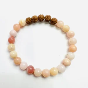 Pink Opal Bracelet With Rudraksha